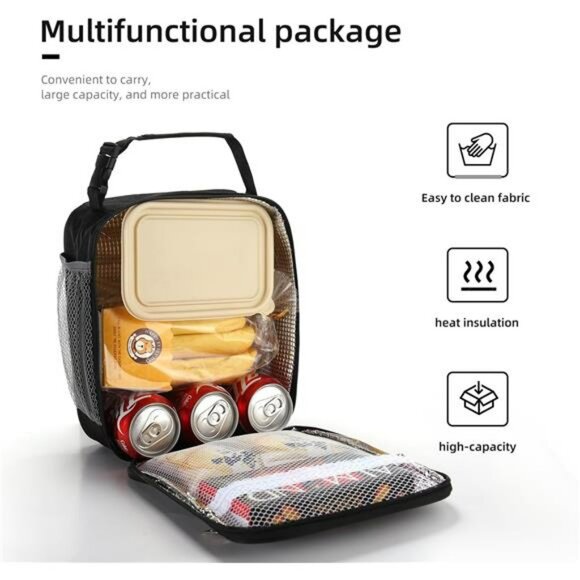 Large insulated lunch bag for men women portable cooler tote for work picnic tra - Picture 5 of 8